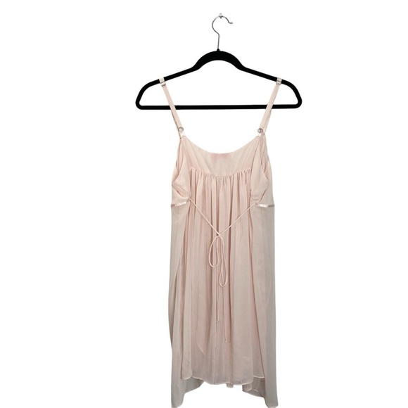 Y2K Oscar de la Renta Pink Label blush pink chiffon baby doll chemise nighty L - Picture 4 of 17